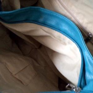 Teal Blue Leatherette Handbag, Purse, Hobo