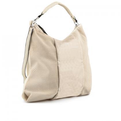 Beige Handbag. Bag With Adjustable Long Handle...