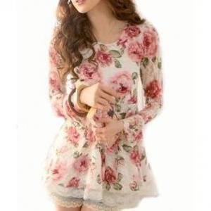 Lace Top, Roses Top, Chiffon Top, Lace Rose Top,..