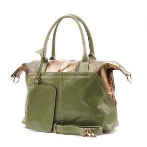 Petrol Leather Handbag. Green Tote. Large Handbag...
