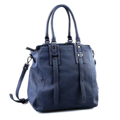 navy and white handbag