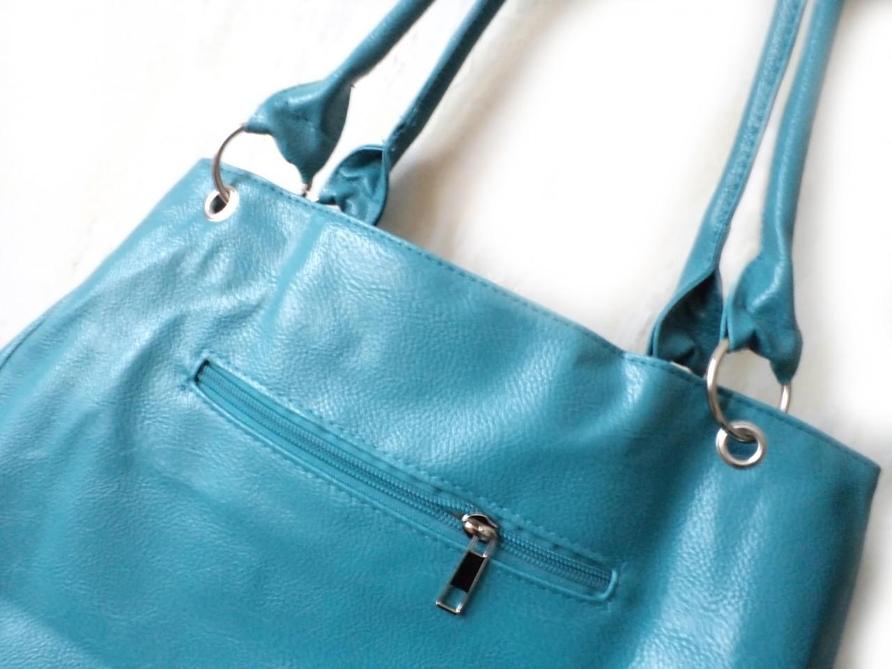 Teal Blue Leatherette Handbag, Purse, Hobo on Luulla