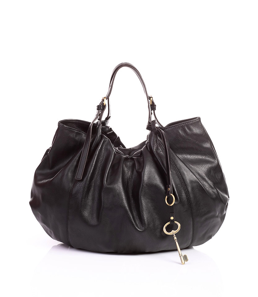 black leather handbag