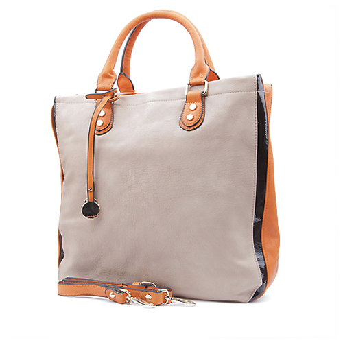 Beige Leather Tote With Zippers, Laptop Bag, Beige Handbag, Leather Handbag, Leather Laptop Bag