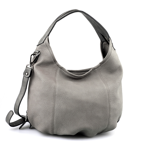 grey leather bag