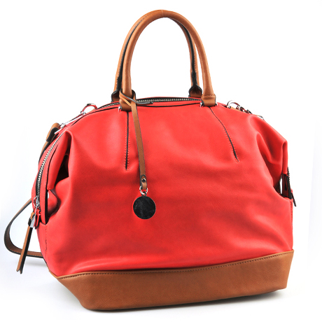 Coral Red Leather Tote Handbag, Red Tote, Red Tote, Orange Handbag, Leather Handbag, Purse, Hobo, Shopper
