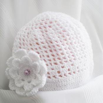 Excuisite White Cotton Baby Hat 